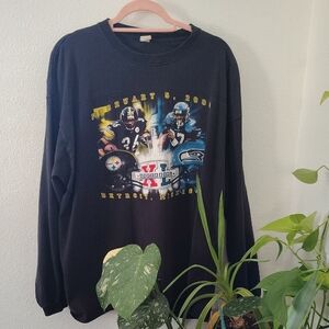 Black Vintage 2006 Super Bowl XL Graphic Long Sleeve Tee
